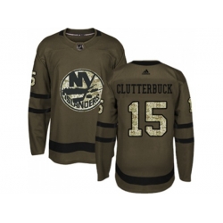 New York Islanders #15 Cal Clutterbuck Green Salute to Service Stitched NHL Jersey