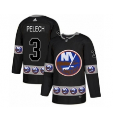 New York Islanders #3 Adam Pelech Authentic Black Team Logo Fashion NHL Jersey