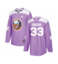 New York Islanders #33 Christopher Gibson Authentic Purple Fights Cancer Practice NHL Jersey