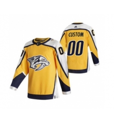 Nashville Predators Custom Yellow 2020-21 Reverse Retro Alternate Hockey Jersey