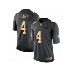 Oakland Raiders #4 Derek Carr Limited Black Gold Salute to Service NFL Jersey