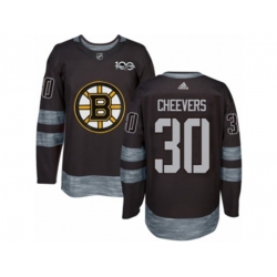 Adidas Boston Bruins #30 Gerry Cheevers Authentic Black 1917-2017 100th Anniversary NHL Jersey