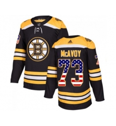 Adidas Boston Bruins #73 Charlie McAvoy Authentic Black USA Flag Fashion NHL Jersey