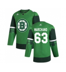 Boston Bruins #63 Brad Marchand 2020 St. Patricks Day Stitched Hockey Jersey Green