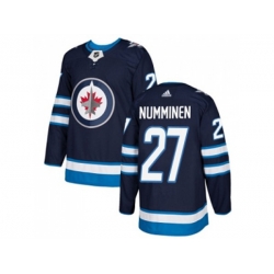 Winnipeg Jets #27 Teppo Numminen Navy Blue Home Authentic Stitched NHL Jersey