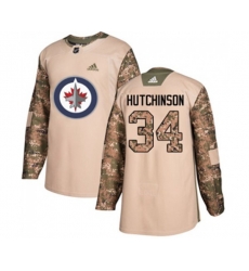 Winnipeg Jets #34 Michael Hutchinson Authentic Camo Veterans Day Practice NHL Jersey