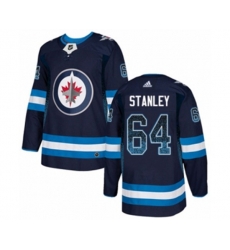 Winnipeg Jets #64 Logan Stanley Authentic Navy Blue Drift Fashion NHL Jersey