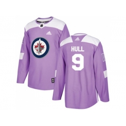 Winnipeg Jets #9 Bobby Hull Purple Authentic Fights Cancer Stitched NHL Jersey