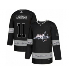 Washington Capitals #11 Mike Gartner Authentic Black Team Logo Fashion NHL Jersey