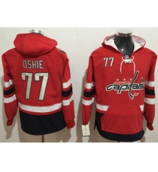 Washington Capitals #77 T.J Oshie Red Name & Number Pullover NHL Hoodie