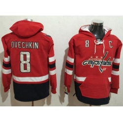 Washington Capitals #8 Alex Ovechkin Red Name & Number Pullover NHL Hoodie Washington Capitals #8 Alex Ovechkin Red Name & Number Pullover NHL Hoodie