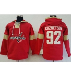 Washington Capitals #92 Evgeny Kuznetsov Red Pullover Hoodie Stitched NHL Jersey