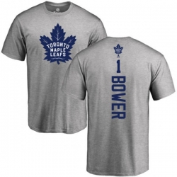 Toronto Maple Leafs #1 Johnny Bower Ash Backer T-Shirt Toronto Maple Leafs #1 Johnny Bower Ash Backer T-Shirt