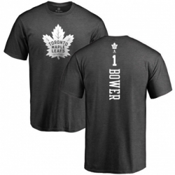 Toronto Maple Leafs #1 Johnny Bower Charcoal One Color Backer T-Shirt Toronto Maple Leafs #1 Johnny Bower Charcoal One Color Backer T-Shirt
