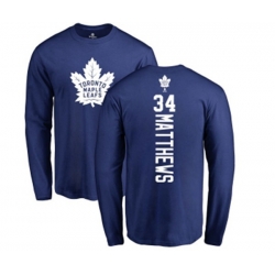 Toronto Maple Leafs #34 Auston Matthews Royal Blue Backer Long Sleeve T-Shirt Toronto Maple Leafs #34 Auston Matthews Royal Blue Backer Long Sleeve T-Shirt