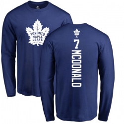 Toronto Maple Leafs #7 Lanny McDonald Royal Blue Backer Long Sleeve T-Shirt Toronto Maple Leafs #7 Lanny McDonald Royal Blue Backer Long Sleeve T-Shirt