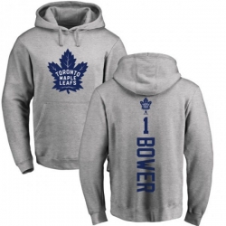 Toronto Maple Leafs #1 Johnny Bower Ash Backer Pullover Hoodie Toronto Maple Leafs #1 Johnny Bower Ash Backer Pullover Hoodie