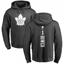 Toronto Maple Leafs #1 Johnny Bower Charcoal One Color Backer Pullover Hoodie Toronto Maple Leafs #1 Johnny Bower Charcoal One Color Backer Pullover Hoodie