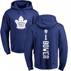 Toronto Maple Leafs #1 Johnny Bower Royal Blue Backer Pullover Hoodie Toronto Maple Leafs #1 Johnny Bower Royal Blue Backer Pullover Hoodie