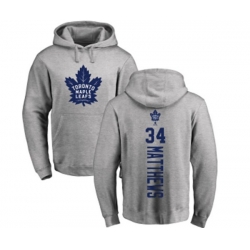 Toronto Maple Leafs #34 Auston Matthews Ash Backer Pullover Hoodie Toronto Maple Leafs #34 Auston Matthews Ash Backer Pullover Hoodie