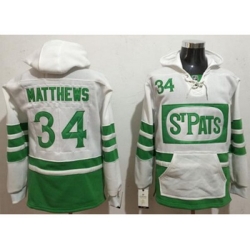 Toronto Maple Leafs #34 Auston Matthews White Green St. Patricks Day Pullover NHL Hoodie Toronto Maple Leafs #34 Auston Matthews White Green St. Patricks Day Pullover NHL Hoodie