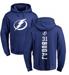 Tampa Bay Lightning #31 Peter Budaj Royal Blue Backer Pullover Hoodie Tampa Bay Lightning #31 Peter Budaj Royal Blue Backer Pullover Hoodie