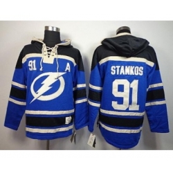 Tampa Bay Lightning #91 Steve Stamkos Blue-Black pullover hooded A Tampa Bay Lightning #91 Steve Stamkos Blue-Black pullover hooded A