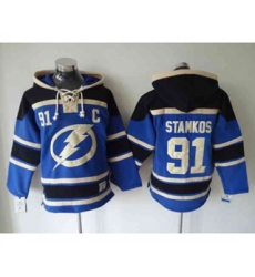 Tampa Bay Lightning #91 Steve Stamkos Blue-Black pullover hooded C Tampa Bay Lightning #91 Steve Stamkos Blue-Black pullover hooded C