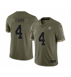 New Orleans Saints #4 Derek Carr Olive Salute To Service Limited Stitched Jersey