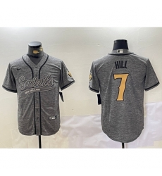 New Orleans Saints #7 Taysom Hill Grey With Cool Base Stitched Baseball Jersey