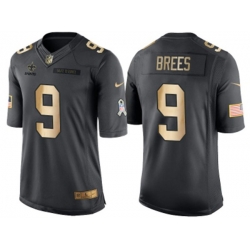 New Orleans Saints #9 Drew Brees Anthracite Gold 2016 Christmas NFL Limited Salute to Service Jersey