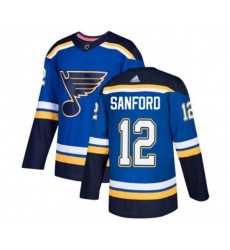Adidas St. Louis Blues #12 Zach Sanford Authentic Royal Blue Home NHL Jersey