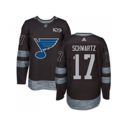 Adidas St. Louis Blues #17 Jaden Schwartz Black 1917-2017 100th Anniversary Stitched NHL Jersey