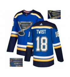 Adidas St. Louis Blues #18 Tony Twist Authentic Royal Blue Fashion Gold NHL Jersey
