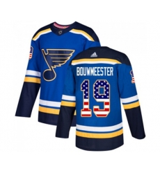Adidas St. Louis Blues #19 Jay Bouwmeester Authentic Blue USA Flag Fashion NHL Jersey