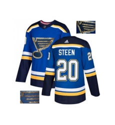 Adidas St. Louis Blues #20 Alexander Steen Blue Home Authentic Fashion Gold Stitched NHL Jersey
