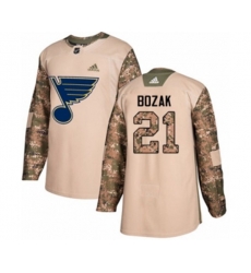 Adidas St. Louis Blues #21 Tyler Bozak Authentic Camo Veterans Day Practice NHL Jersey