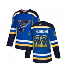 Adidas St. Louis Blues #22 Chris Thorburn Authentic Blue Drift Fashion NHL Jersey