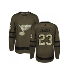 Adidas St. Louis Blues #23 Dmitrij Jaskin Green Salute to Service Stitched NHL Jersey
