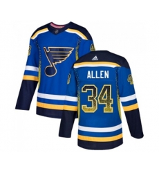 Adidas St. Louis Blues #34 Jake Allen Authentic Blue Drift Fashion NHL Jersey