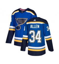 Adidas St. Louis Blues #34 Jake Allen Authentic Royal Blue Home NHL Jersey