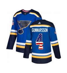 Adidas St. Louis Blues #4 Carl Gunnarsson Authentic Blue USA Flag Fashion NHL Jersey