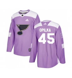Adidas St. Louis Blues #45 Luke Opilka Authentic Purple Fights Cancer Practice NHL Jersey