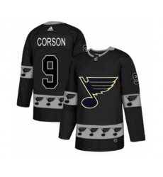 Adidas St. Louis Blues #9 Shayne Corson Authentic Black Team Logo Fashion NHL Jersey