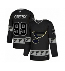 Adidas St. Louis Blues #99 Wayne Gretzky Authentic Black Team Logo Fashion NHL Jersey