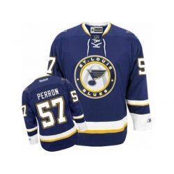 Reebok St. Louis Blues #57 David Perron Authentic Navy Blue Third NHL Jersey