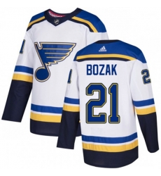 St. Louis Blues #21 Tyler Bozak Authentic White Away NHL Jersey