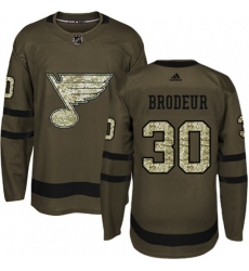 St. Louis Blues #30 Martin Brodeur Authentic Green Salute to Service NHL Jersey