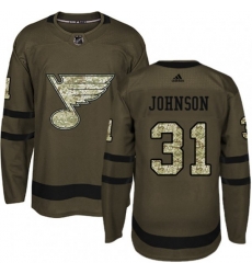 St. Louis Blues #31 Chad Johnson Authentic Green Salute to Service NHL Jersey