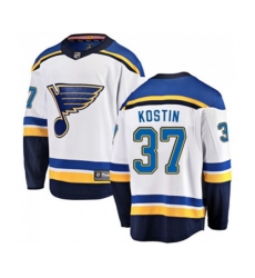 St. Louis Blues #37 Klim Kostin Fanatics Branded White Away Breakaway NHL Jersey
